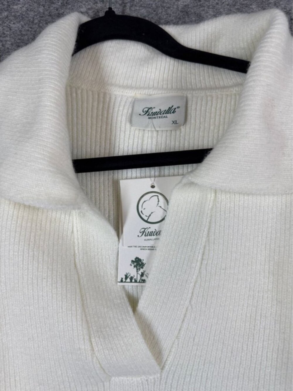 Kuwalla Black White Striped Sweater Pullover XL Collared Preppy Knit Minimalist - Picture 3 of 14